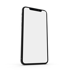 White smartphone device with blank screen