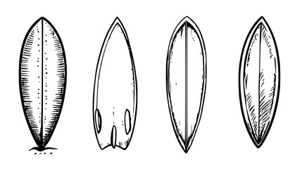 Hand drawn surfboard designs collection
