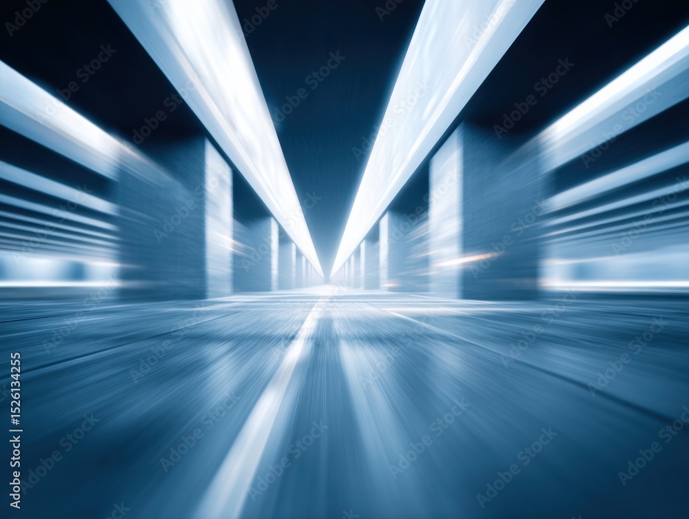 Fototapete Futuristic Digital Data Streams in Cybersecurity Network Environment with Bold Architectural Lighting and Vivid Blue Contrast for Tech Innovation