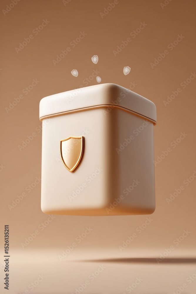 Fototapete Minimalist Secure Ballot Box with Floating Digital Shields and Holographic Security for Blockchain Election Integrity and Online Voting Protection
