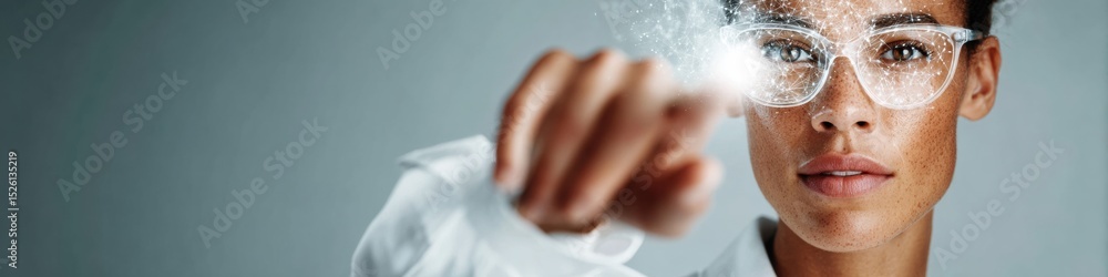 Aufkleber Executive Engages with Virtual Interface Displaying Cloud Computing and AI Icons in Modern Office for Digital Transformation and Business Innovation