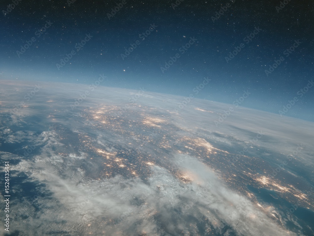 Aufkleber Satellite Connectivity Earth from Space with Digital Network Links Spanning Continents for Global Communications and Borderless Data Transfer