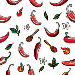 seamless pattern with chili peppers. chili pattern Background. vintage chili background. pepper pattern background. hot chili pattern background. Seamless background with peppers. 