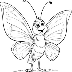 Butterfly Character Outline Design: Cute, Elegant & Creative Line Art for Logos, Illustrations, and Kids Projects