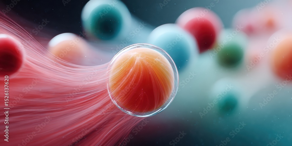 Poster Futuristic Particle Flow Visualization with Glowing Spheres and Dynamic Streamlines for Advanced Physics and Digital Art in Science Education