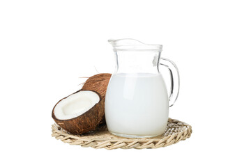 PNG, coconut milk in a bottle, isolated on white background.