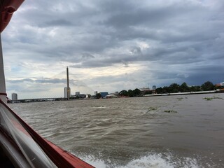 rama8 bridge over the river view riverside Chao Phraya Thailand Bangkok 