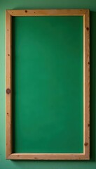 Empty green chalkboard with rustic wooden frame , green board, wood, rustic