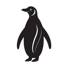 Fototapeta premium Penguin Silhouette Standing Upright with Flippers Out – Clean Vector Side View