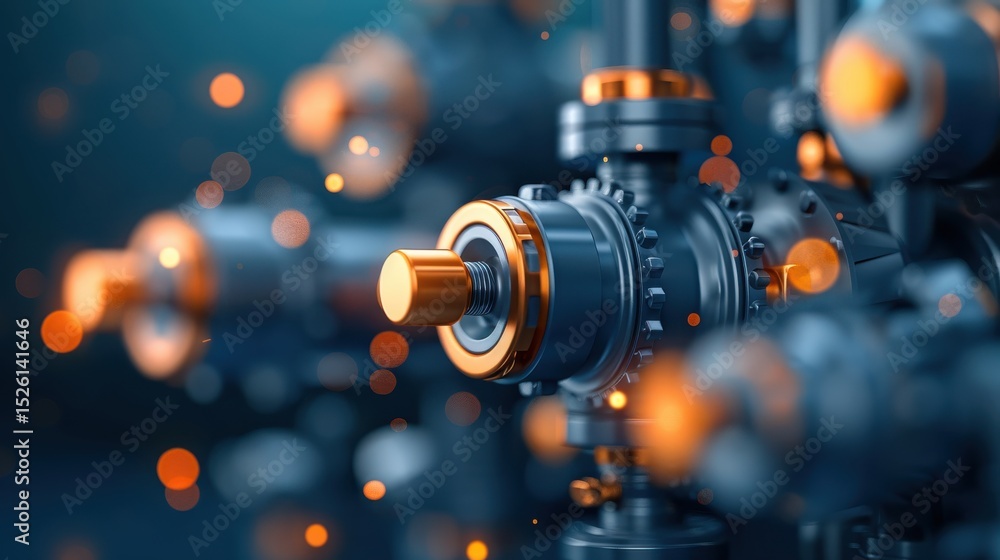 Poster industrial machinery action workshop environment close-up content high-tech design dynamic viewpoint