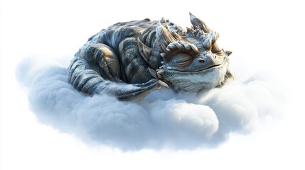 A creature rests peacefully on a fluffy cloud.