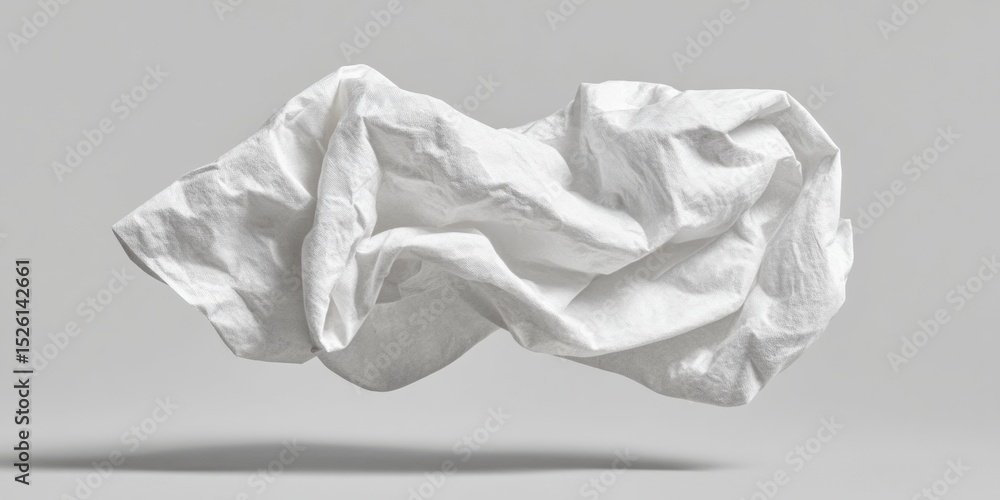 Poster crumpled white receipt paper with wrinkled texture floating on plain background representing expense