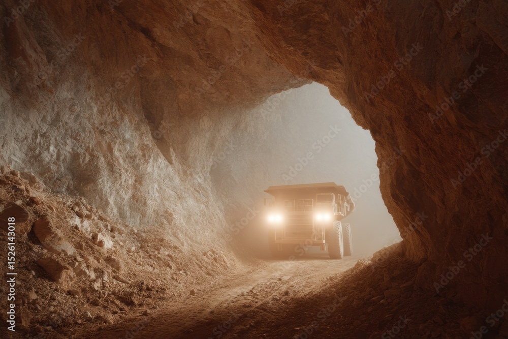 Poster Autonomous Mining Truck with Sensor Technology Illuminating Underground Tunnel for Smart Extraction and Enhanced Workplace Safety Innovation