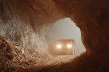 Autonomous Mining Truck with Sensor Technology Illuminating Underground Tunnel for Smart Extraction and Enhanced Workplace Safety Innovation