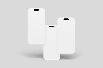 Floating Three Phone Screen Display Mockup