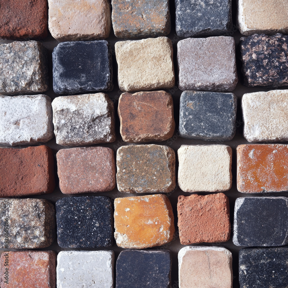 Poster textured background features an array of varied and colorful cobblestones. each stone adds unique ch