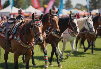 Gauchos riding horses at Argentina's Fiesta Nacional de la Tradición