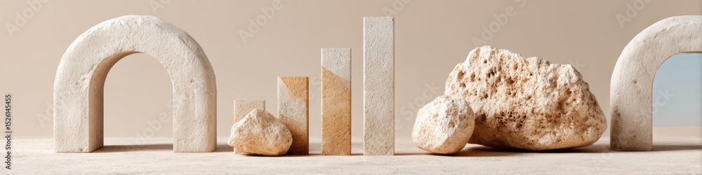 Poster minimalist white rocket launching above ascending bar graph on neutral background - symbolizing stra