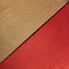 Velvet Fabric Samples Soft Texture Diagonal Closeup Brown Red Contrast