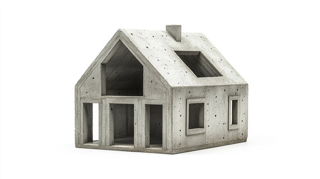 modern concrete house model showcasing unique architectural design and structure