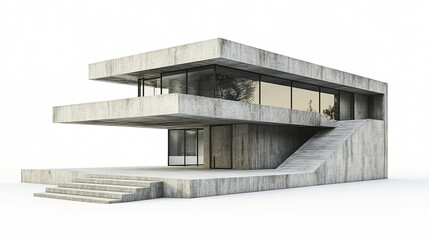 Obraz premium Modern concrete house with large windows and minimalist design, showcasing elegance