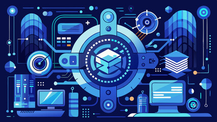 Obraz premium Modern Blue Technology Background Abstract High Tech Aesthetic vector