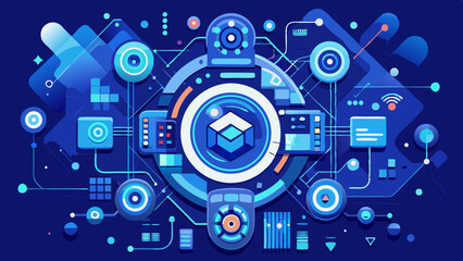 Fototapeta premium Modern Blue Technology Background Abstract High Tech Aesthetic vector