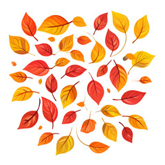 2D flat vector illustration of Colorful Fall Leaves Swirl, isolated on a white background.