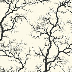 Obraz premium A black and white illustration of a tree with intricate branches against a plain background.