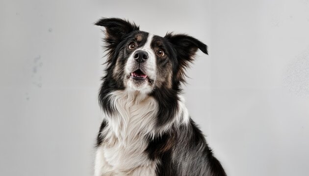 Playful Border Collie Balancing Act A Joyful Portrait on an Isolated Background with HighDefinition Detail, Perfect for Digital Art, Home Decor, or Inspiring Design