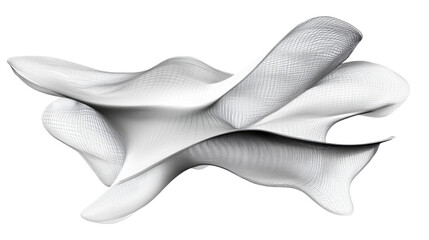 Organic mesh structure with flowing curves on white background