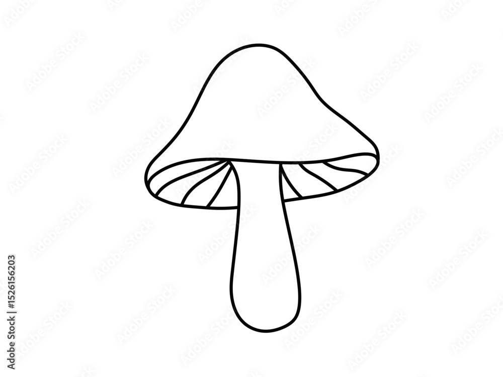 Poster vector isolated one single simple minimal mushroom colorless black and white contour line easy drawi