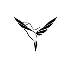 Stylized Hummingbird Logo With Clean Lines, Simple Shapes