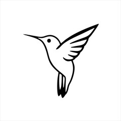 Simple Hummingbird Logo, Side View in Flight