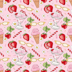 seamless pattern with strawberries