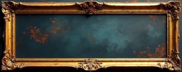 Intricate gilded frame, ornate carvings, aged patina, gold, frame, painting
