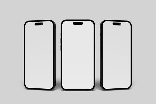 Front View Three Phone Screens Display Mockup