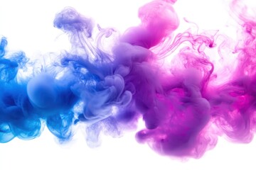 Fototapeta premium Vibrant cloud of acrylic color pigments swirling together in shades of blue, purple, and pink creating an abstract display of fluid art