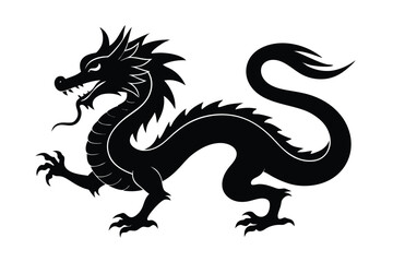 Traditional Chinese dragon in flowing form vector art illustration