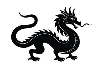 Obraz premium Elegant Asian dragon in traditional style vector art illustration