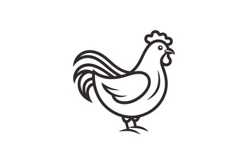 Simple and elegant chicken outline logo vector art illustration