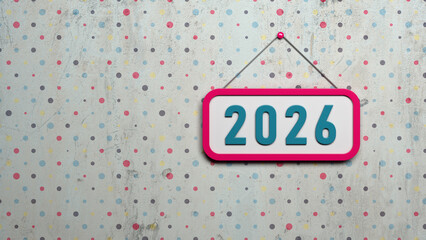 New Year 2026 Creative Design Concept with sign board - 3D Rendered Image