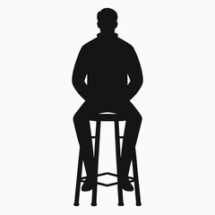 Silhouette of Man Resting on Bar Stool