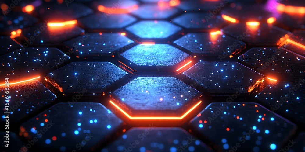 Poster futuristic hexagonal grid pattern