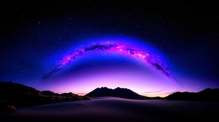 Cosmic Fireworks Night Sky Spectacle. A celestial display of vibrant nebulae and astral brilliance illuminates the evening expanse.