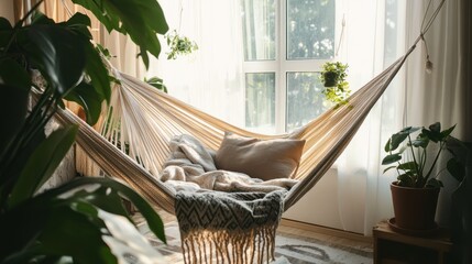 Relaxing Hammock Oasis by the Window