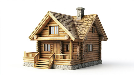 charming wooden house with rustic design, featuring stone foundation and cozy porch