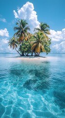 Serene Island Paradise with Palm Trees
