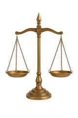 Golden balance scale with two empty pans symbolizing justice and fairness