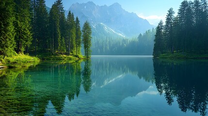 Serene Mountain Lake Reflection
